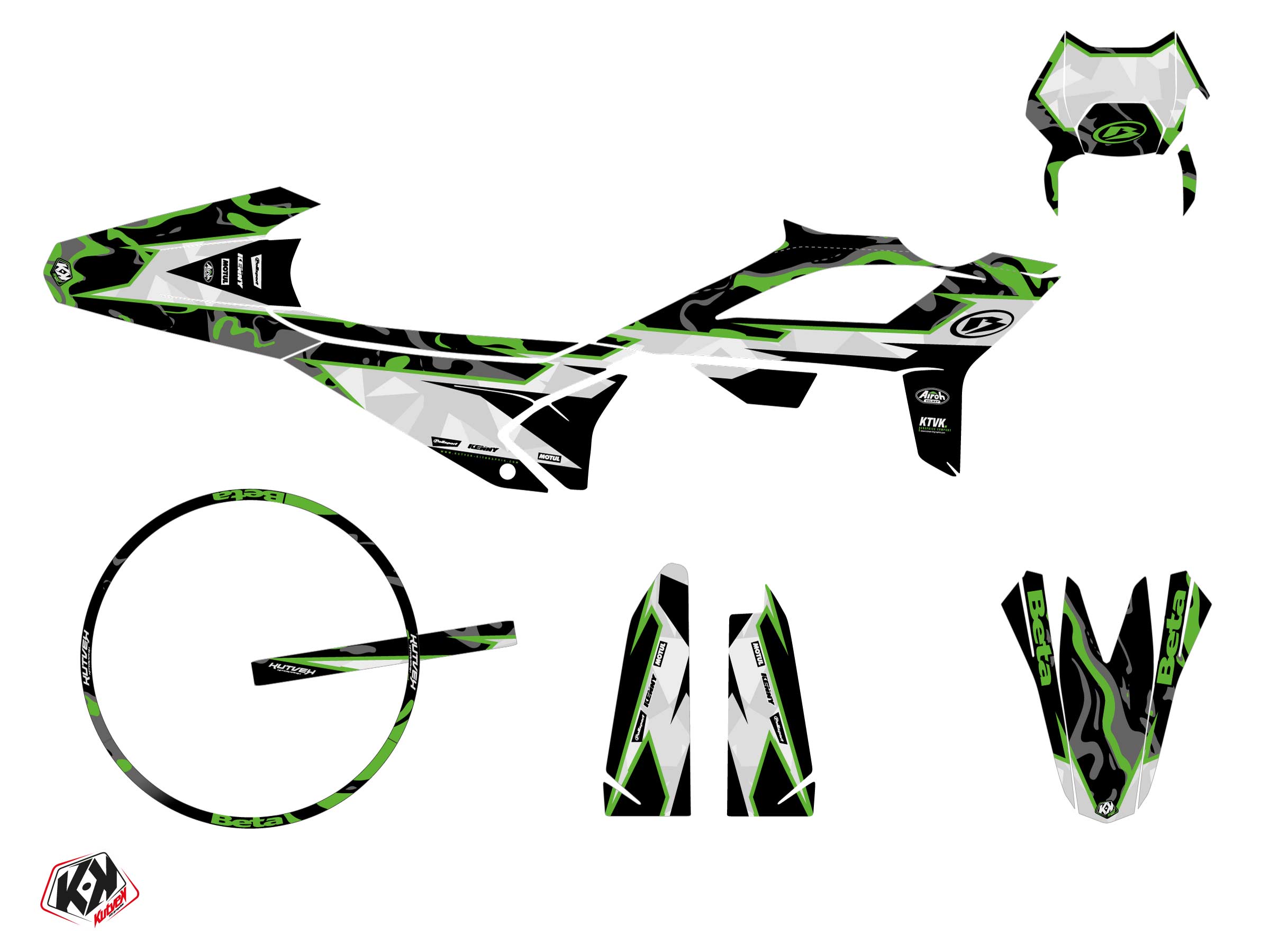 Kit déco et housse de selle KUTVEK Barbarian Beta RR 50 Motard vert - vue 2