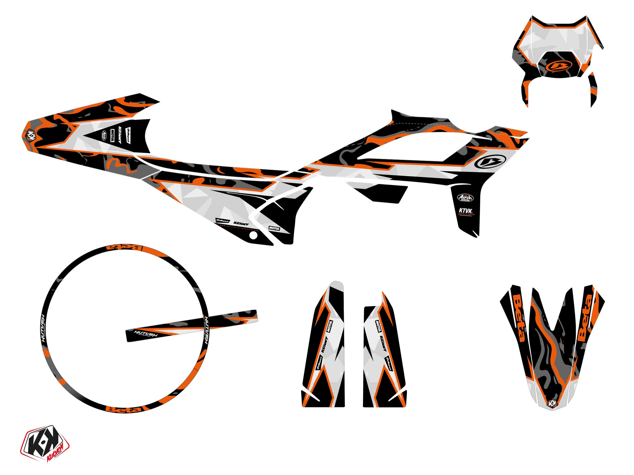 Pack Kit Déco + Housse de Selle KUTVEK Barbarian Beta RR 50 Motard Orange - vue 2