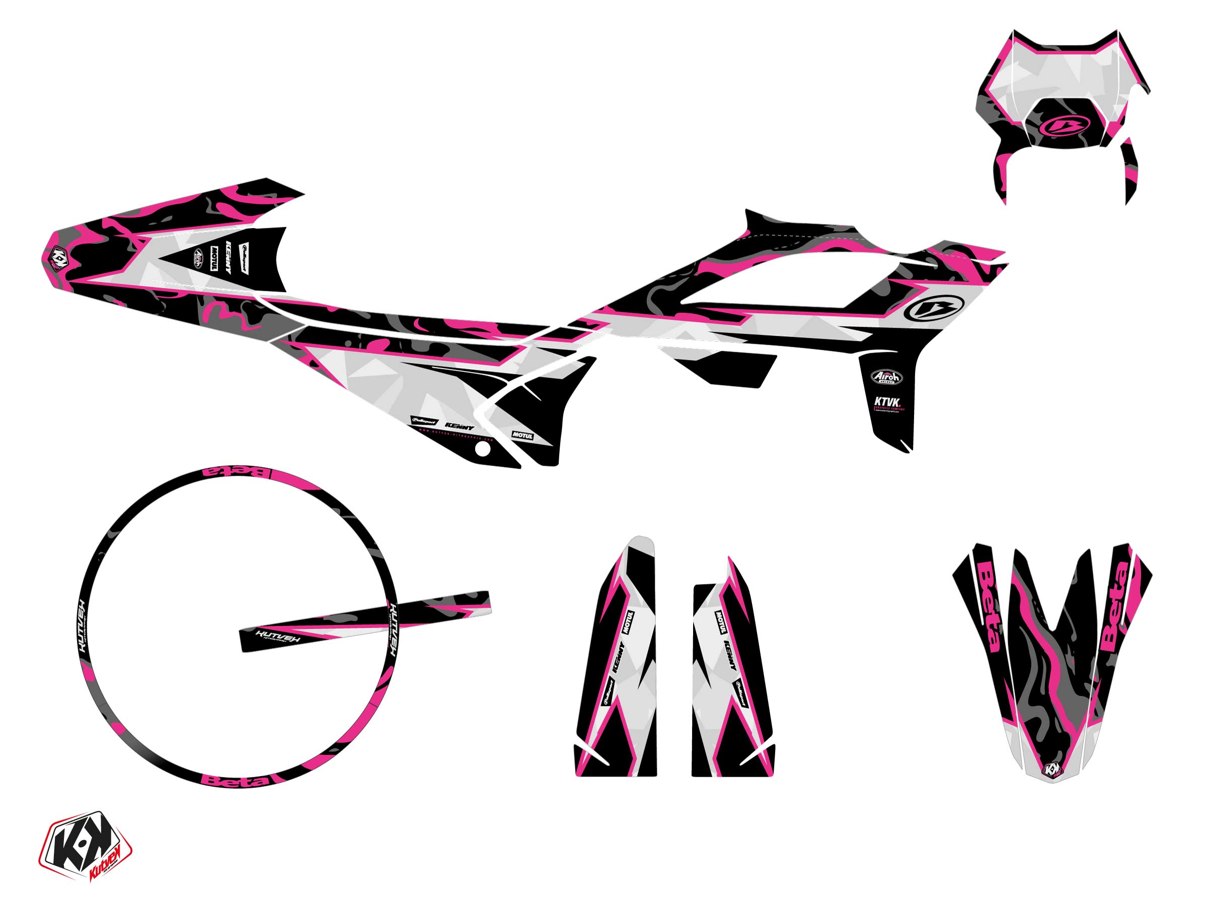 Pack Kit Décoration + Housse de Selle 50cc Barbarian Beta RR 50 Motard Rose KUTVEK - vue 2