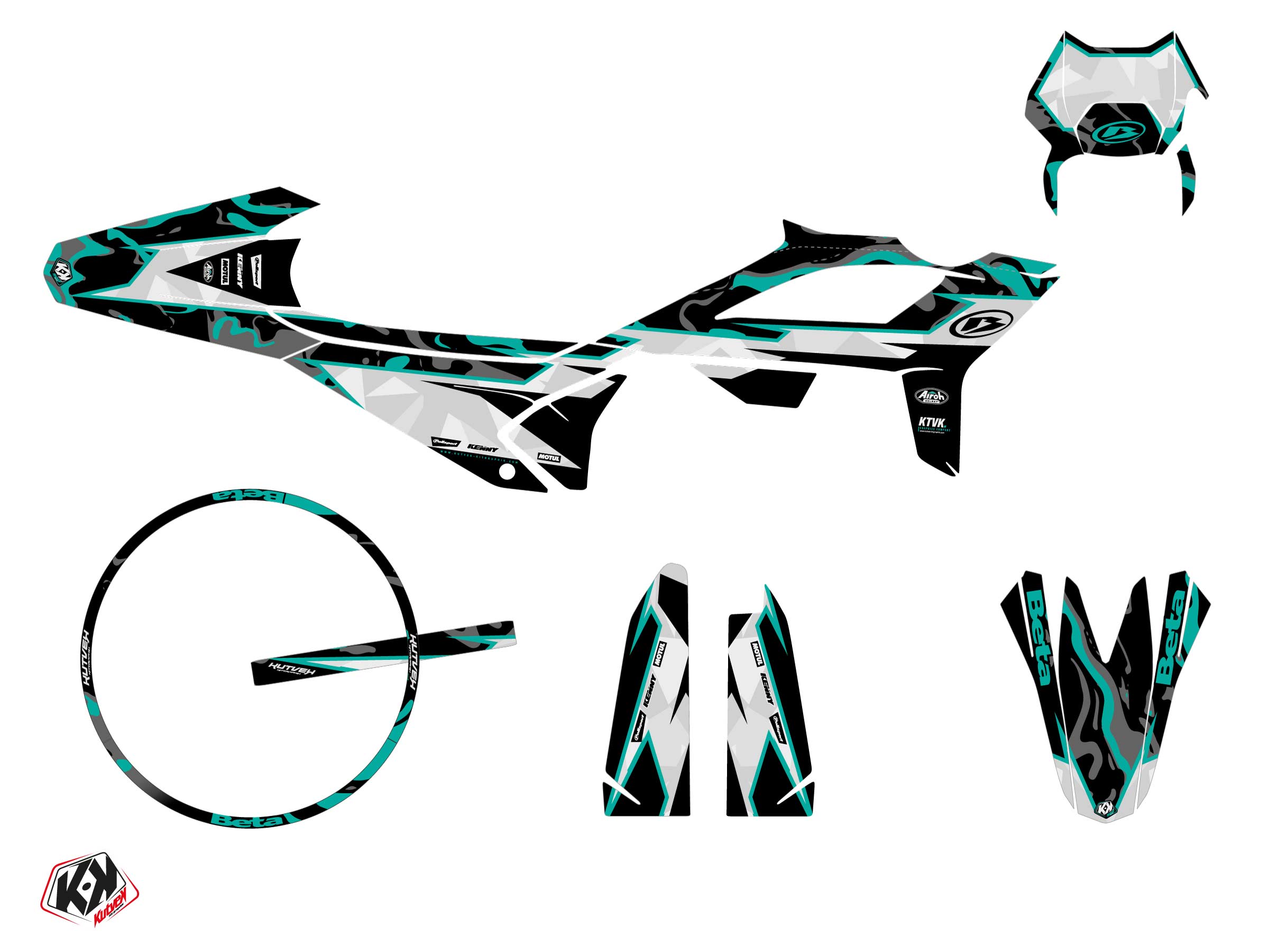 Kit déco et housse de selle KUTVEK 50cc Barbarian Beta RR 50 turquoise - vue 2