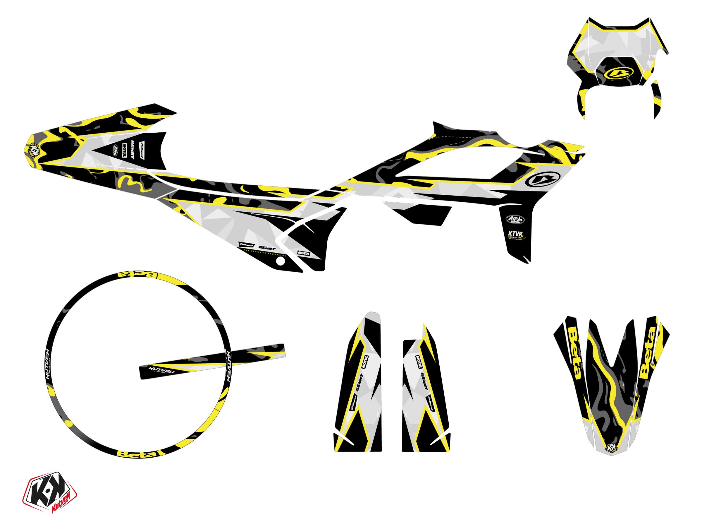 Kit décoration et housse de selle KUTVEK pour Beta RR 50 Motard jaune néon - vue 2