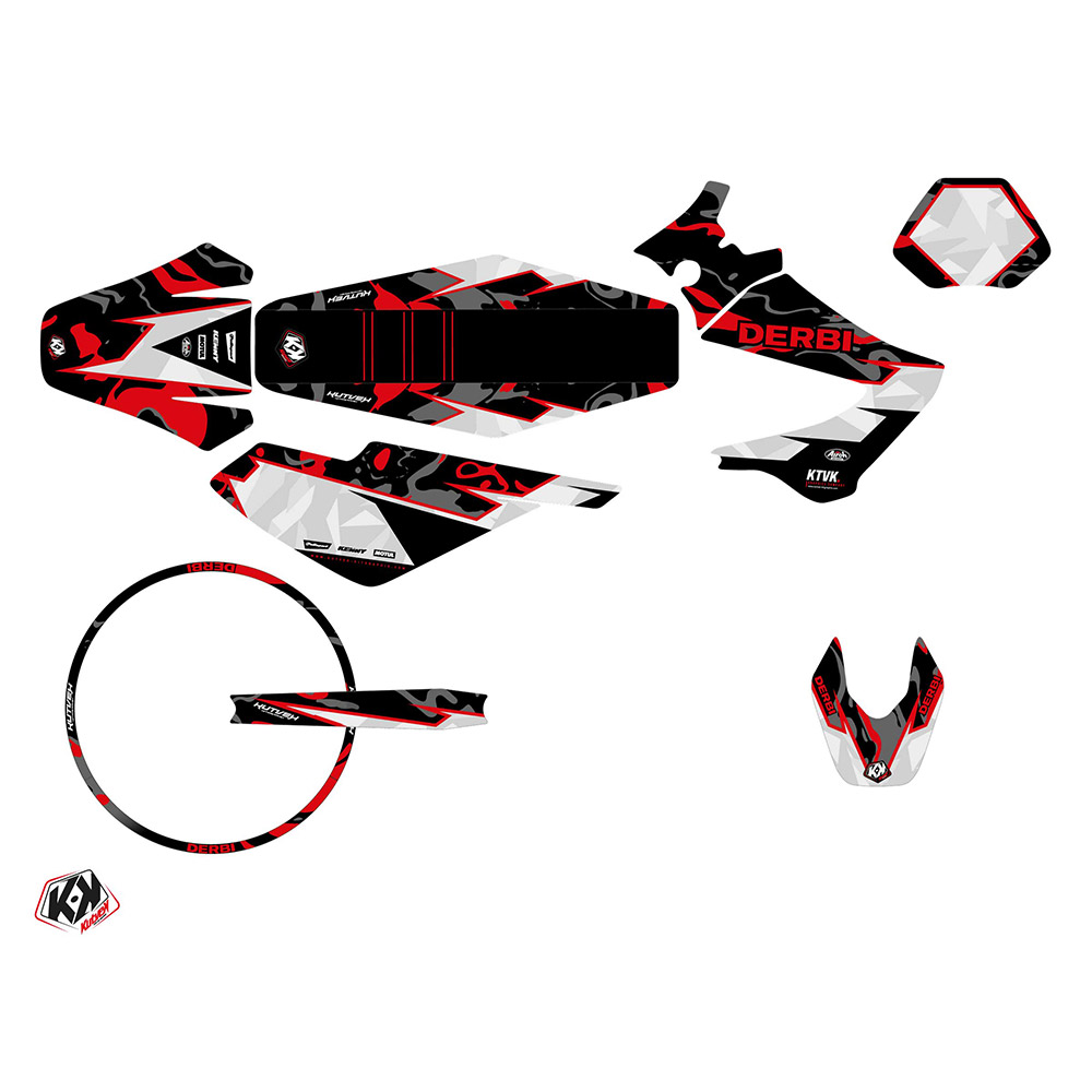 Pack Kit Déco + Housse de Selle 50cc Barbarian Derbi Xrace 50 Rouge Kutvek - vue 2
