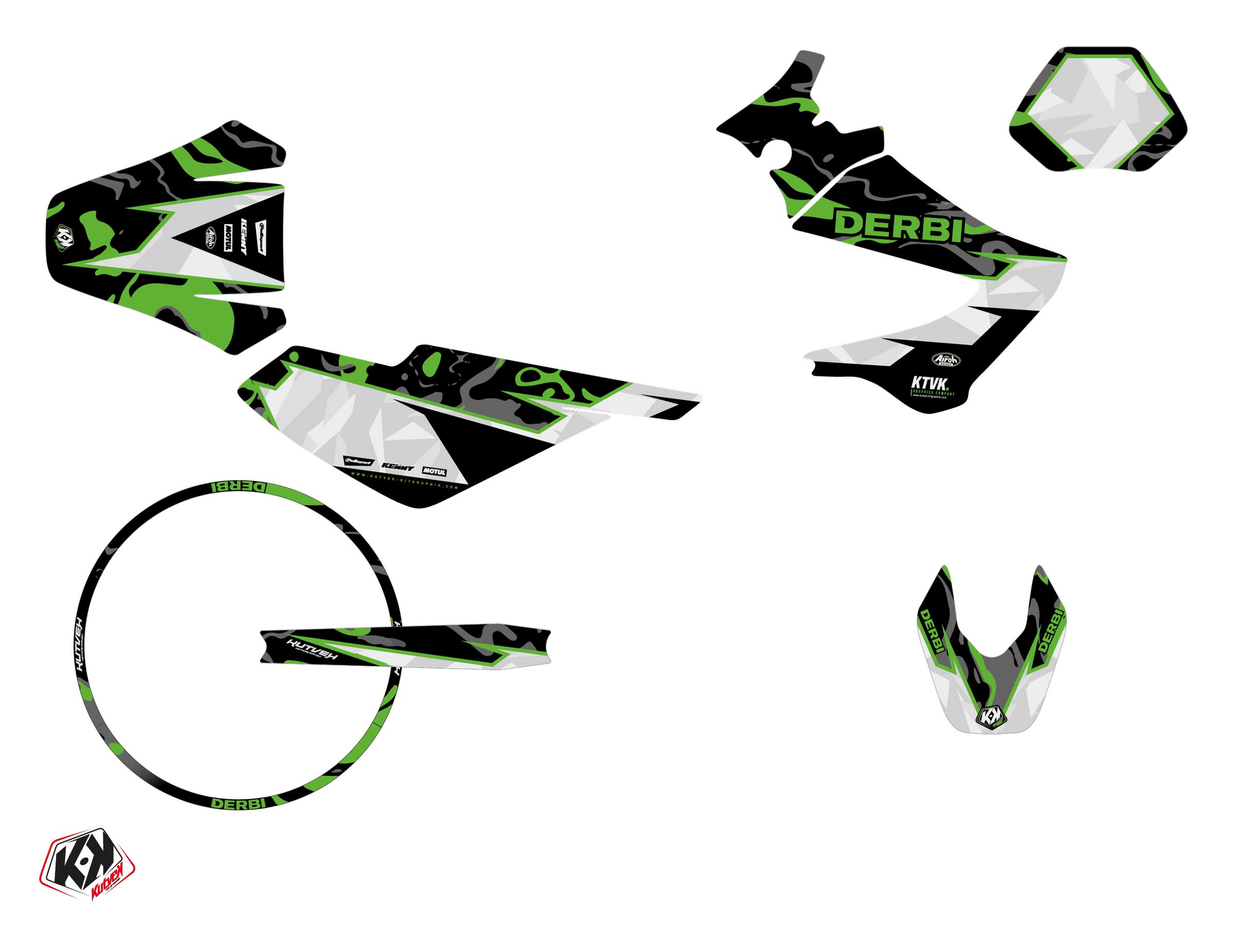 Pack Kit Déco + Housse de Selle 50cc BARBARIAN Derbi Xrace 50 Vert - vue 2
