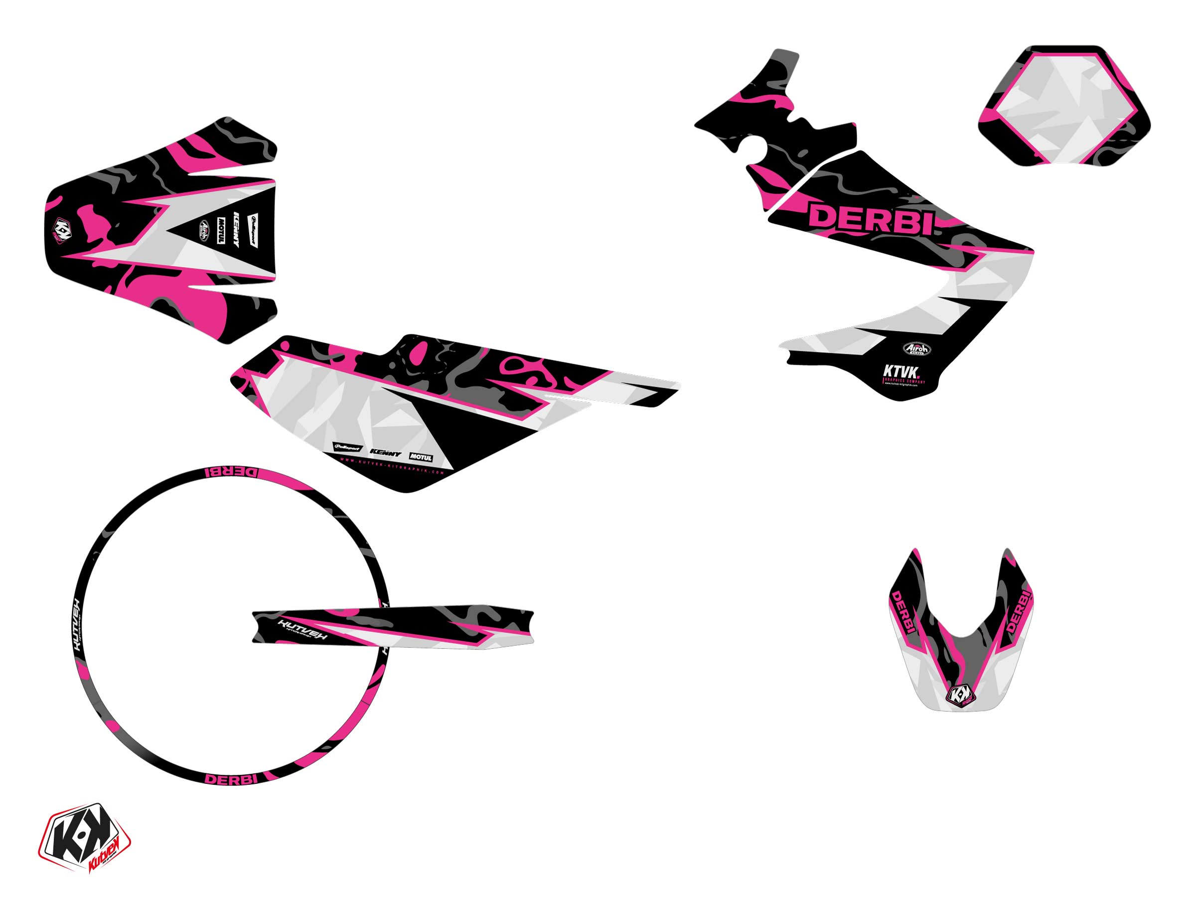Pack Kit Décoration + Housse de Selle 50cc Barbarian Derbi Xrace 50 Rose - vue 2
