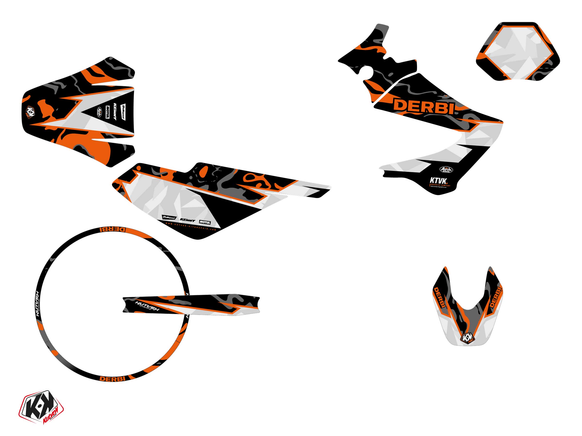 Pack Kit Décoration + Housse de Selle 50 cc BARBARIAN Derbi Xrace 50 Orange KUTVEK - vue 2