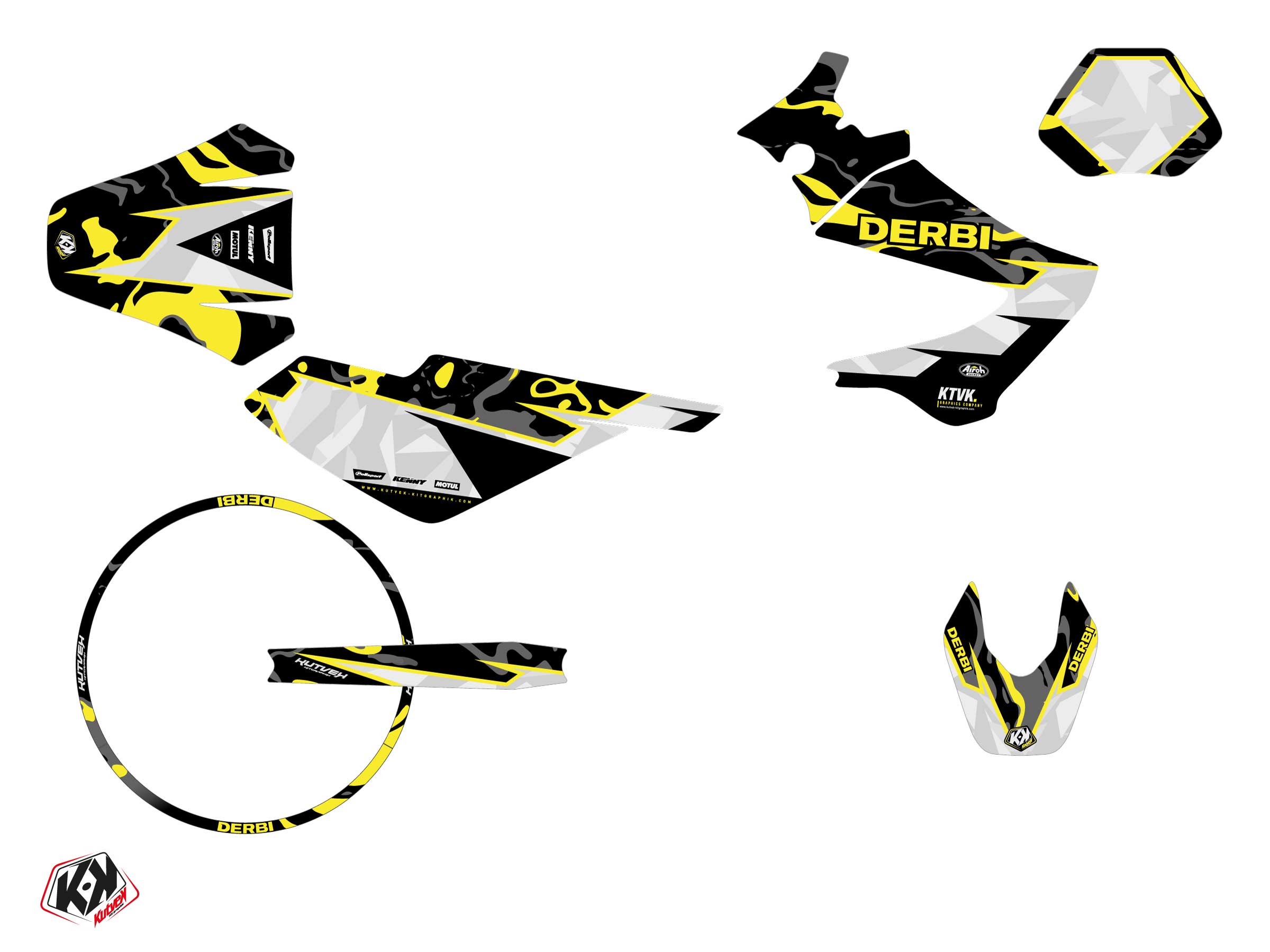 Kit décoration + housse de selle 50cc BARBARIAN Derbi Xrace 50 jaune néon - vue 2