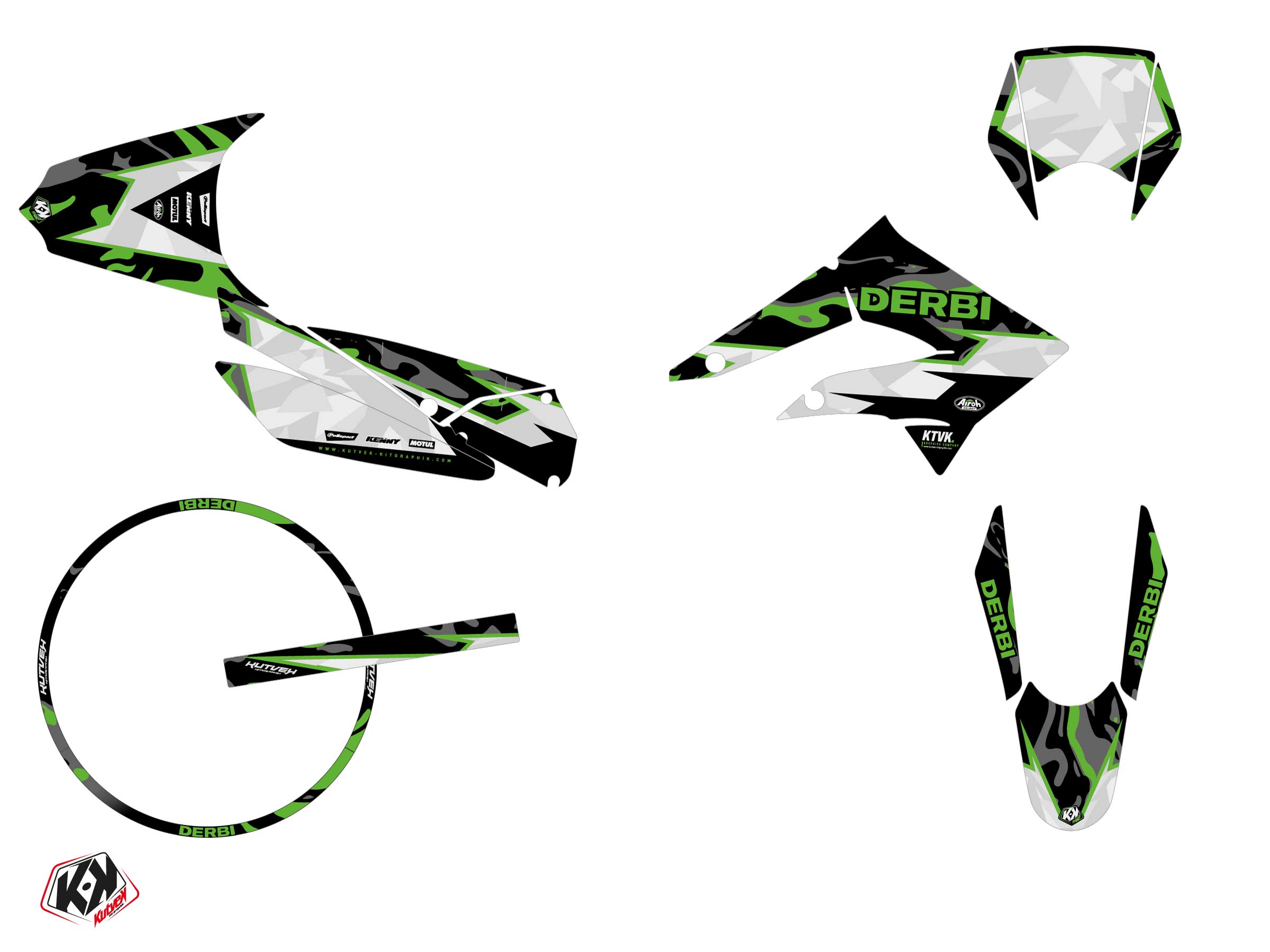 Kit décoration et housse de selle Kutvek Derbi Xtreme 50 cc Barbarian vert - vue 2