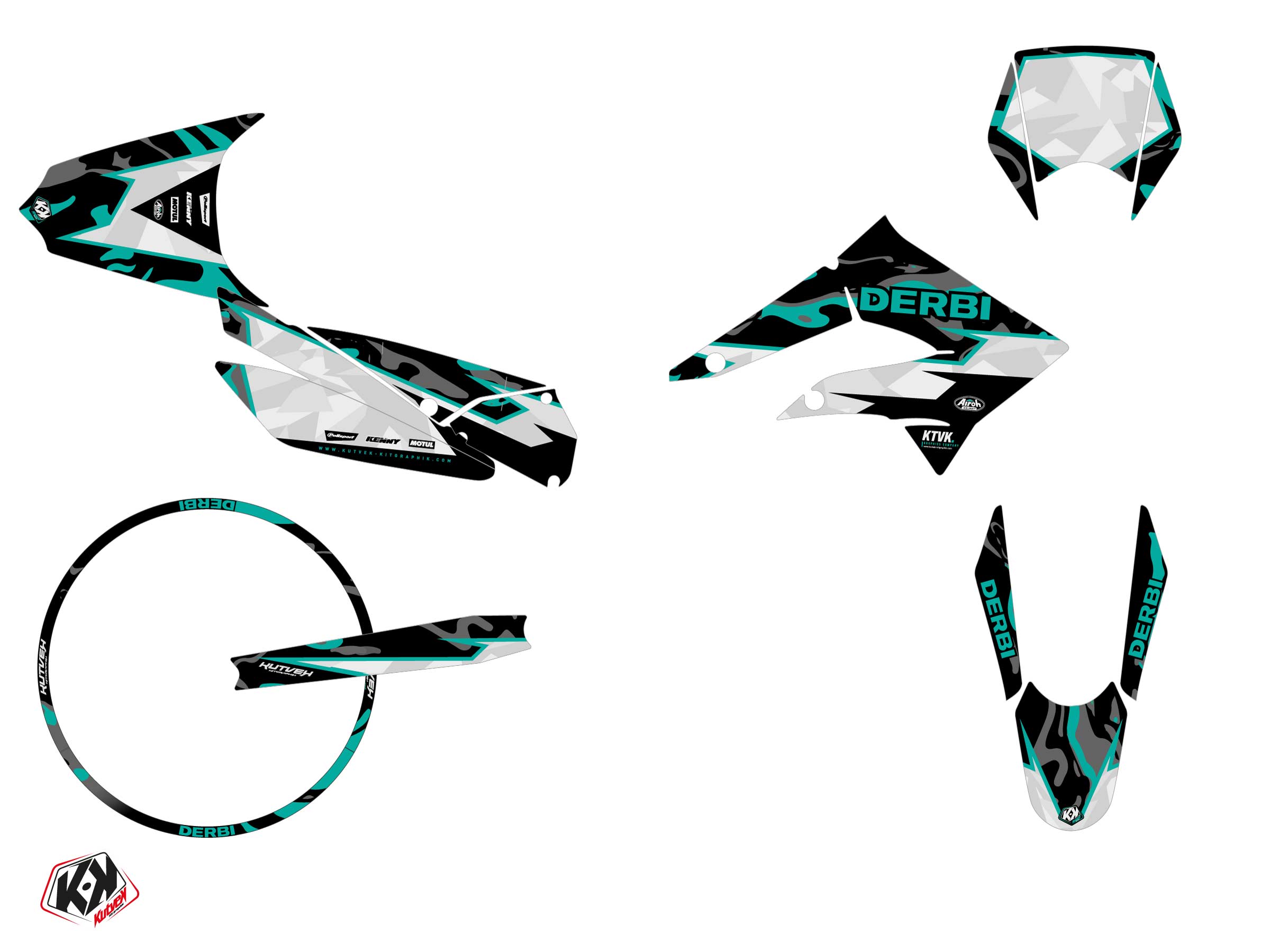 Kit décoration + Housse de selle Derbi Xtreme 50 Barbarian 50cc Turquoise KUTVEK - vue 2