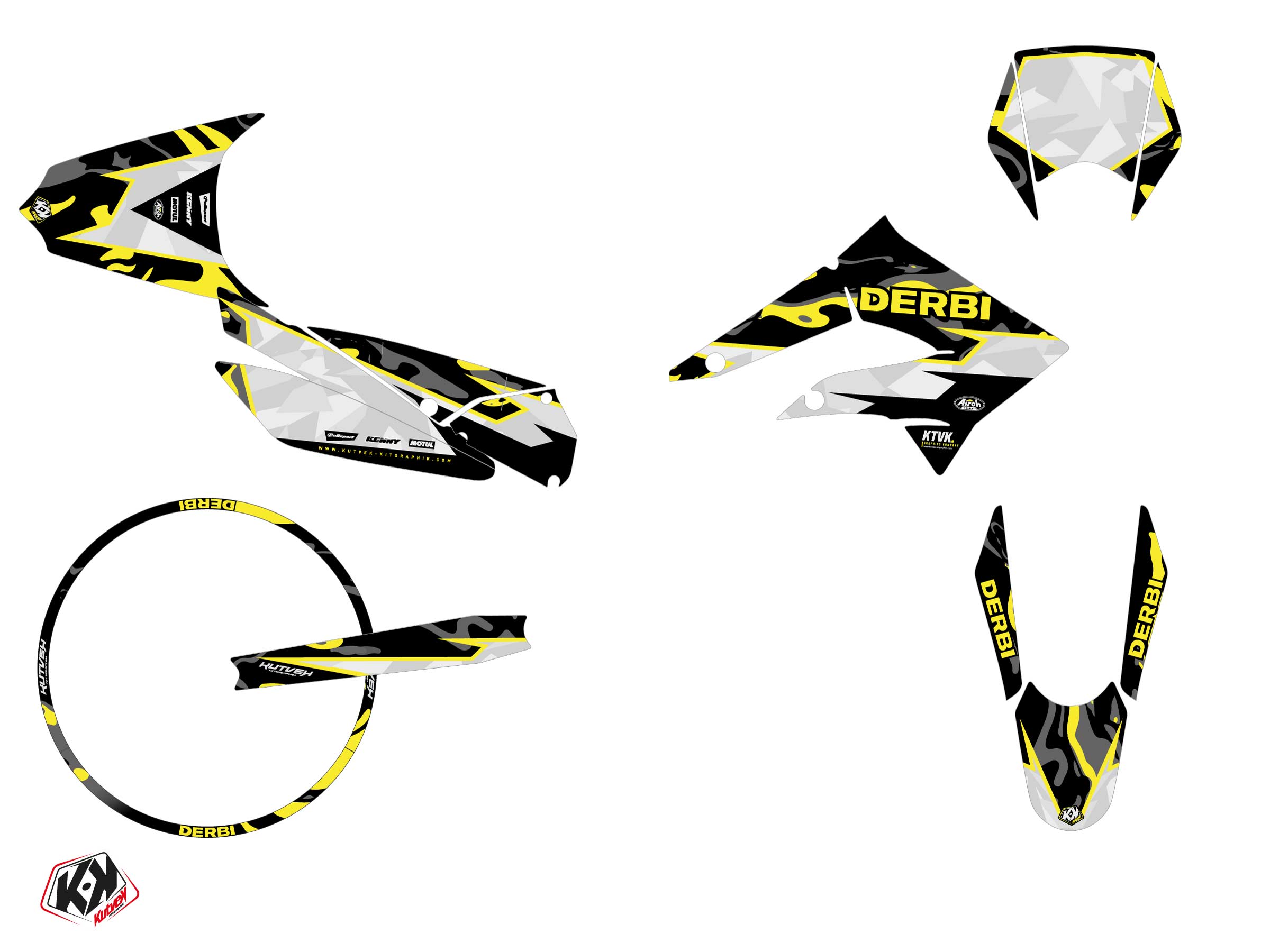 Pack Kit Déco + Housse de Selle 50cc BARBARIAN Derbi Xtreme 50 Jaune Néon KUTVEK - vue 2