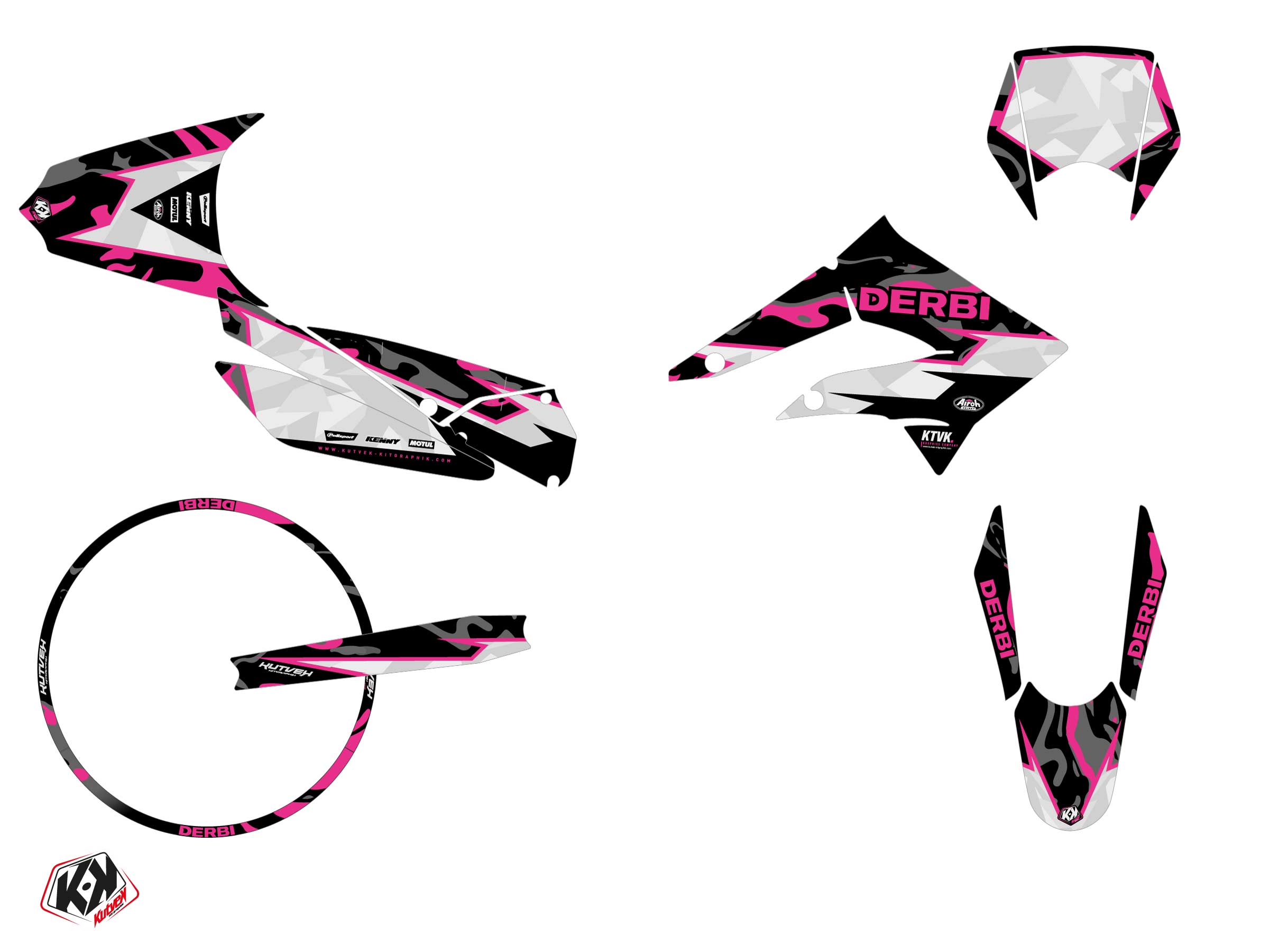 Pack kit décoration + housse de selle Derbi Xtreme 50 Rose KUTVEK - vue 2