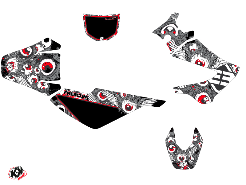 Kit Déco 50cc Freegun Eyed Derbi DRD Xtreme Gris Rouge KUTVEK - vue 2