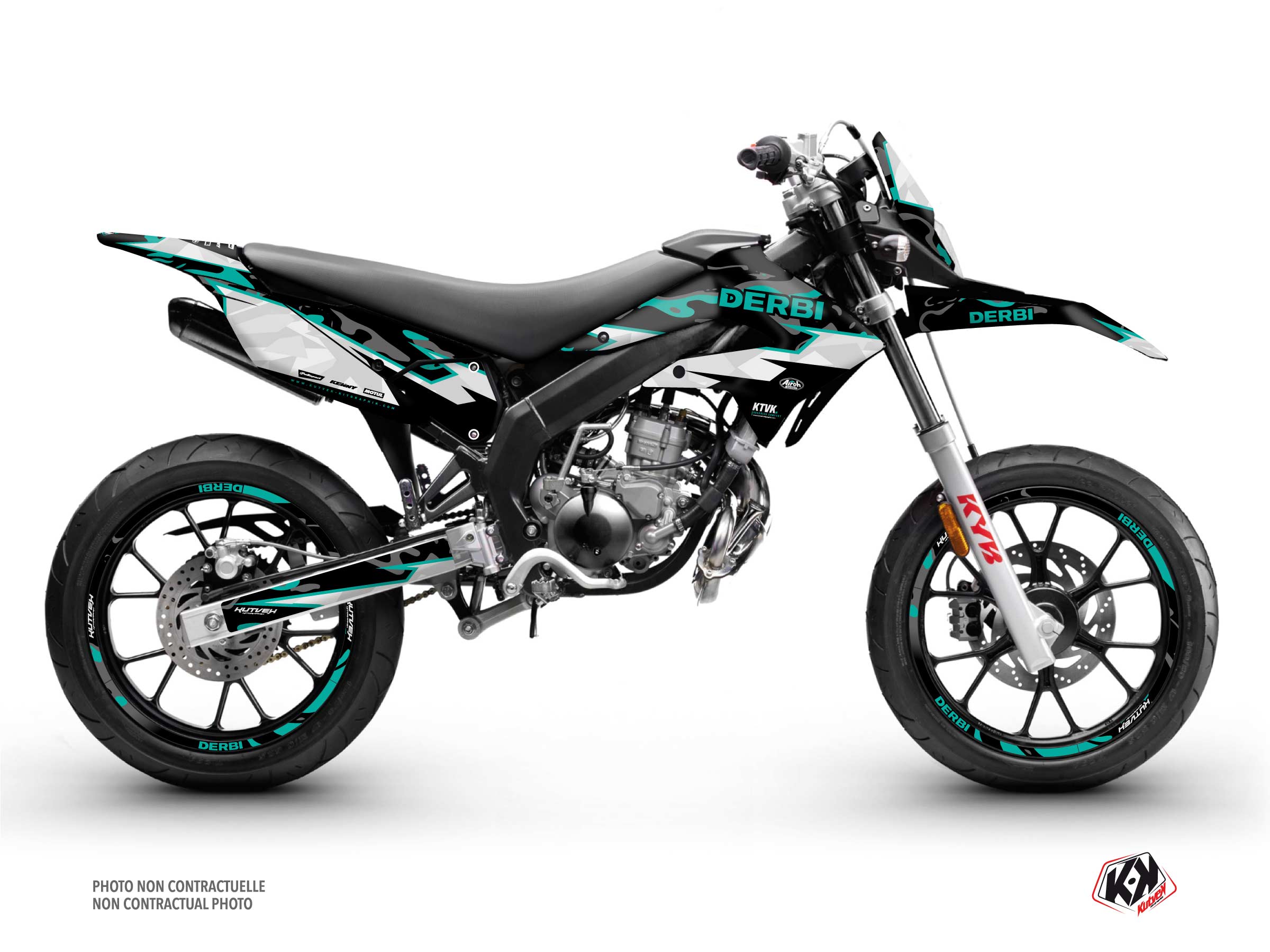 Kit décoration + housse de selle 50cc Barbarian Derbi Xtreme 50 turquoise