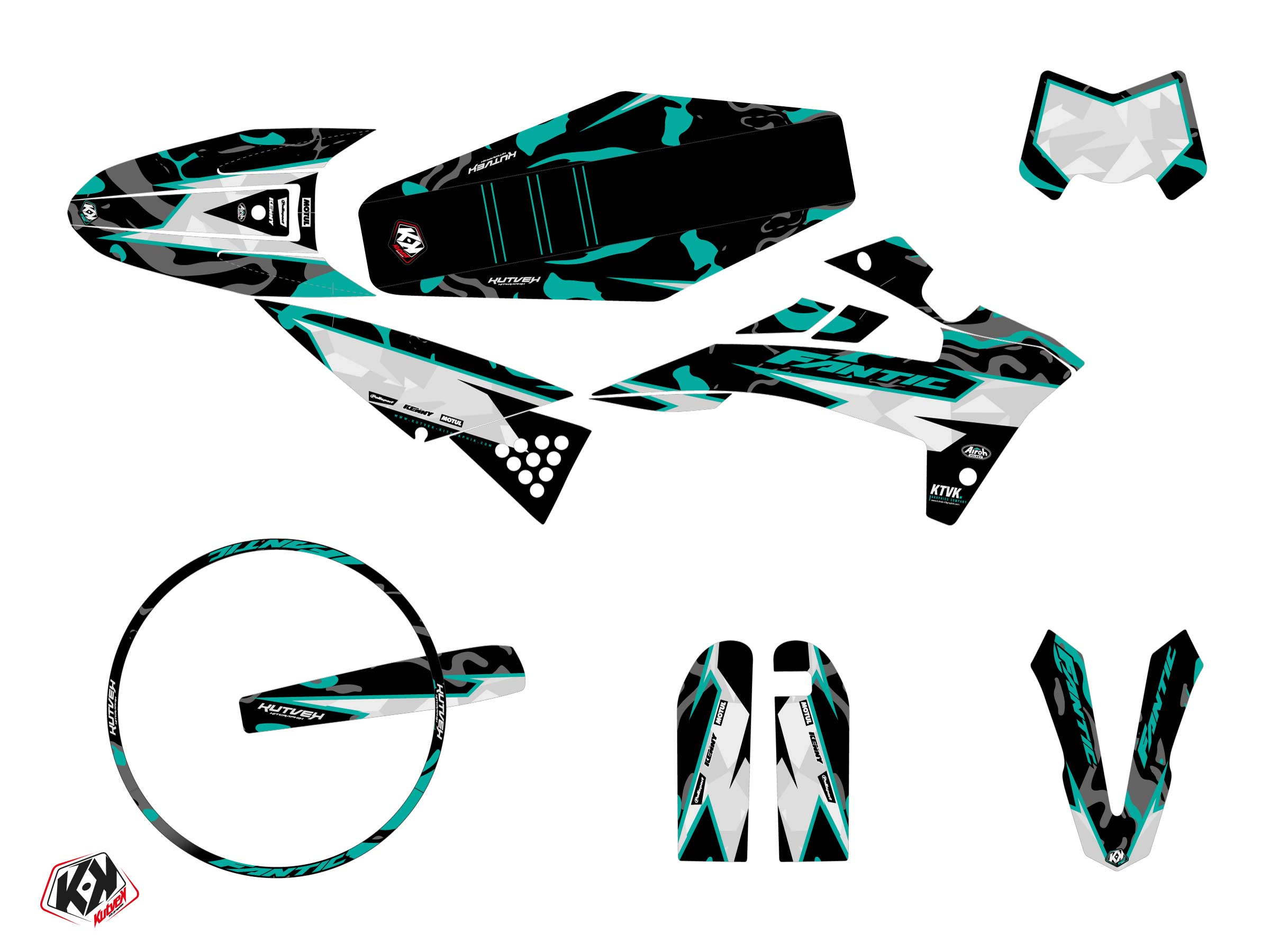 Kit Déco 50 cc BARBARIAN Fantic XM 50 Turquoise KUTVEK - vue 2