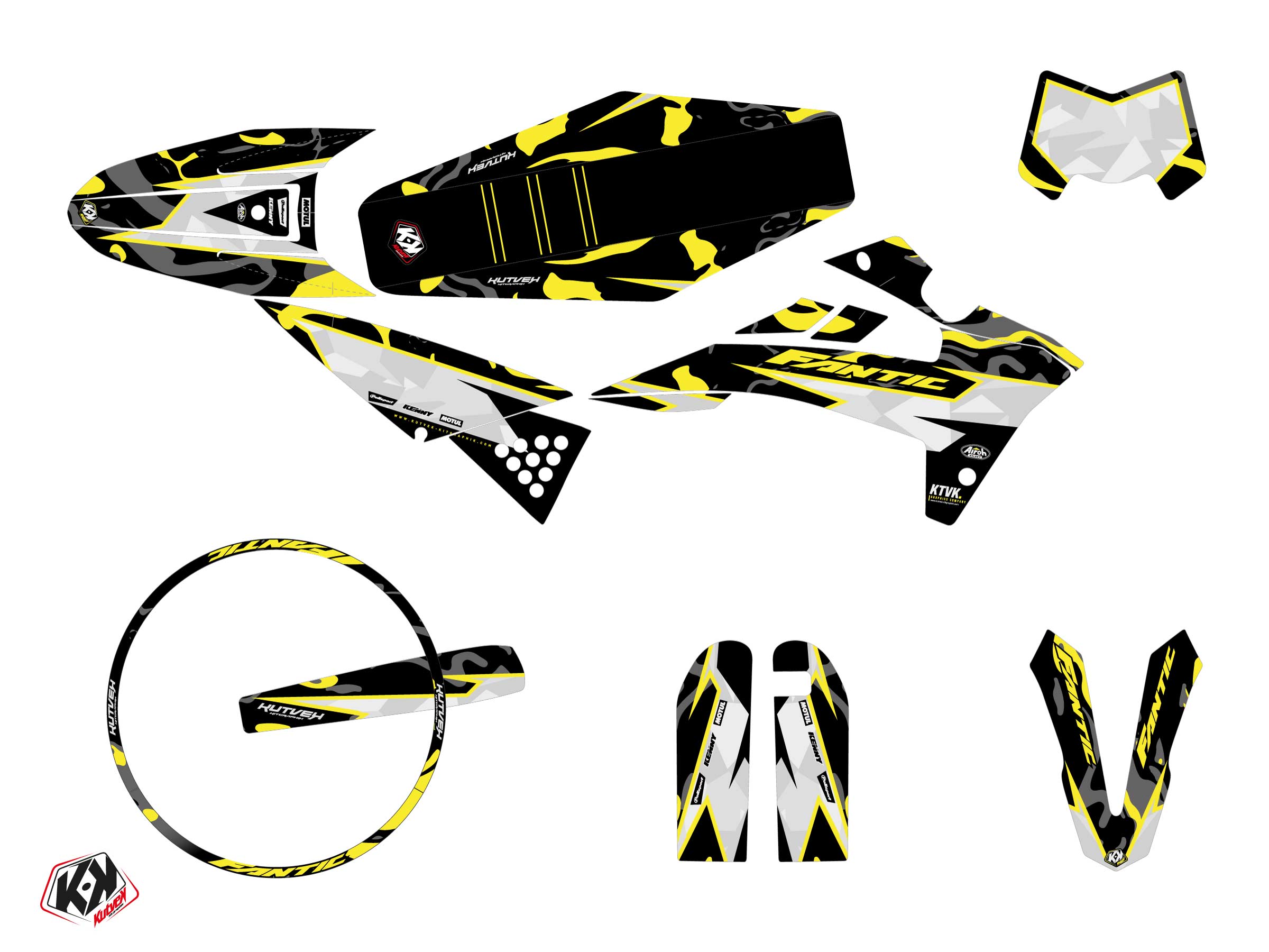 Kit Décoration 50cc Fantic XM 50 Jaune Néon Barbarian - vue 2