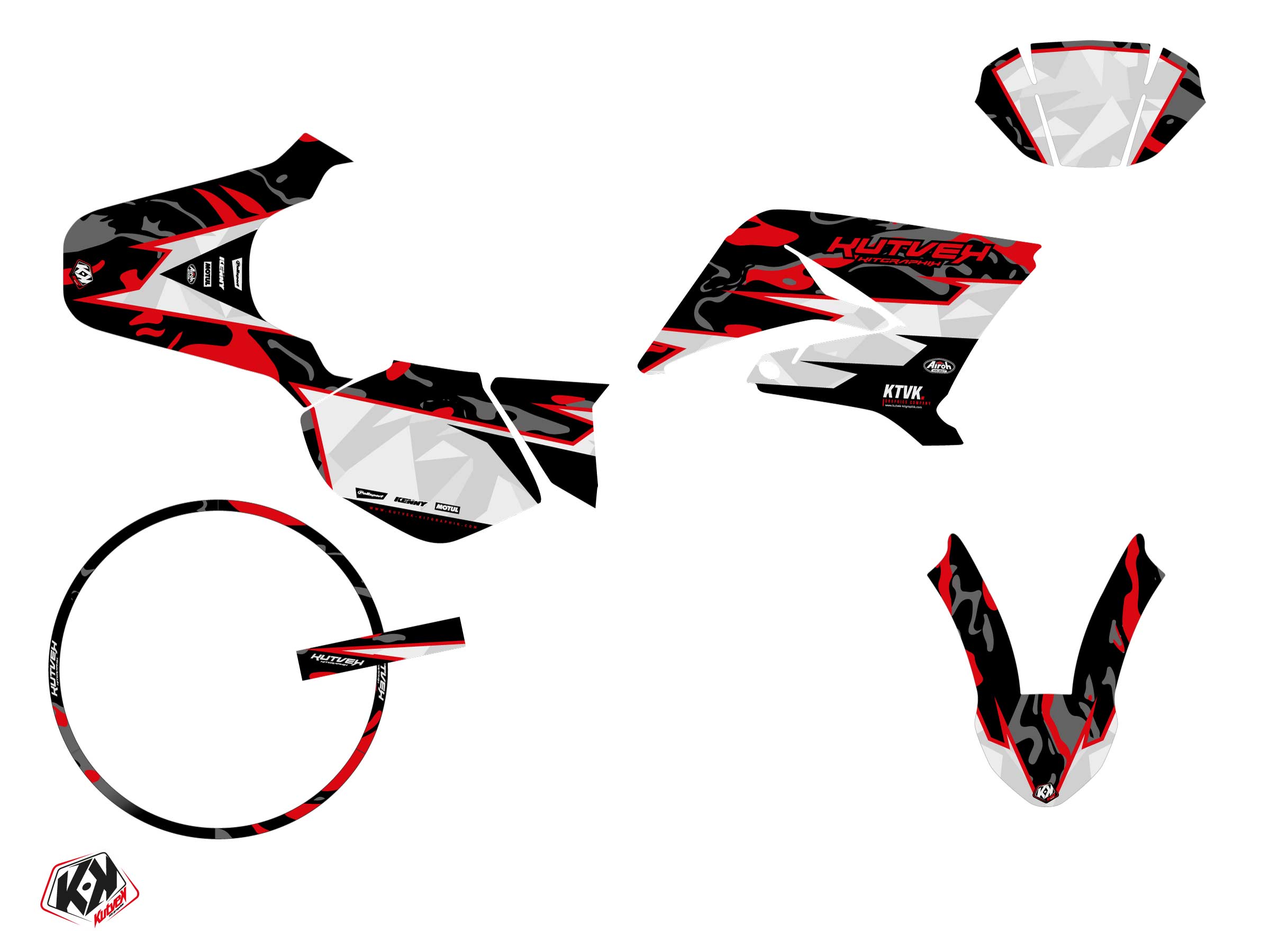 Pack kit déco + housse de selle 50cc Barbarian MBK Xlimit rouge Kutvek - vue 2