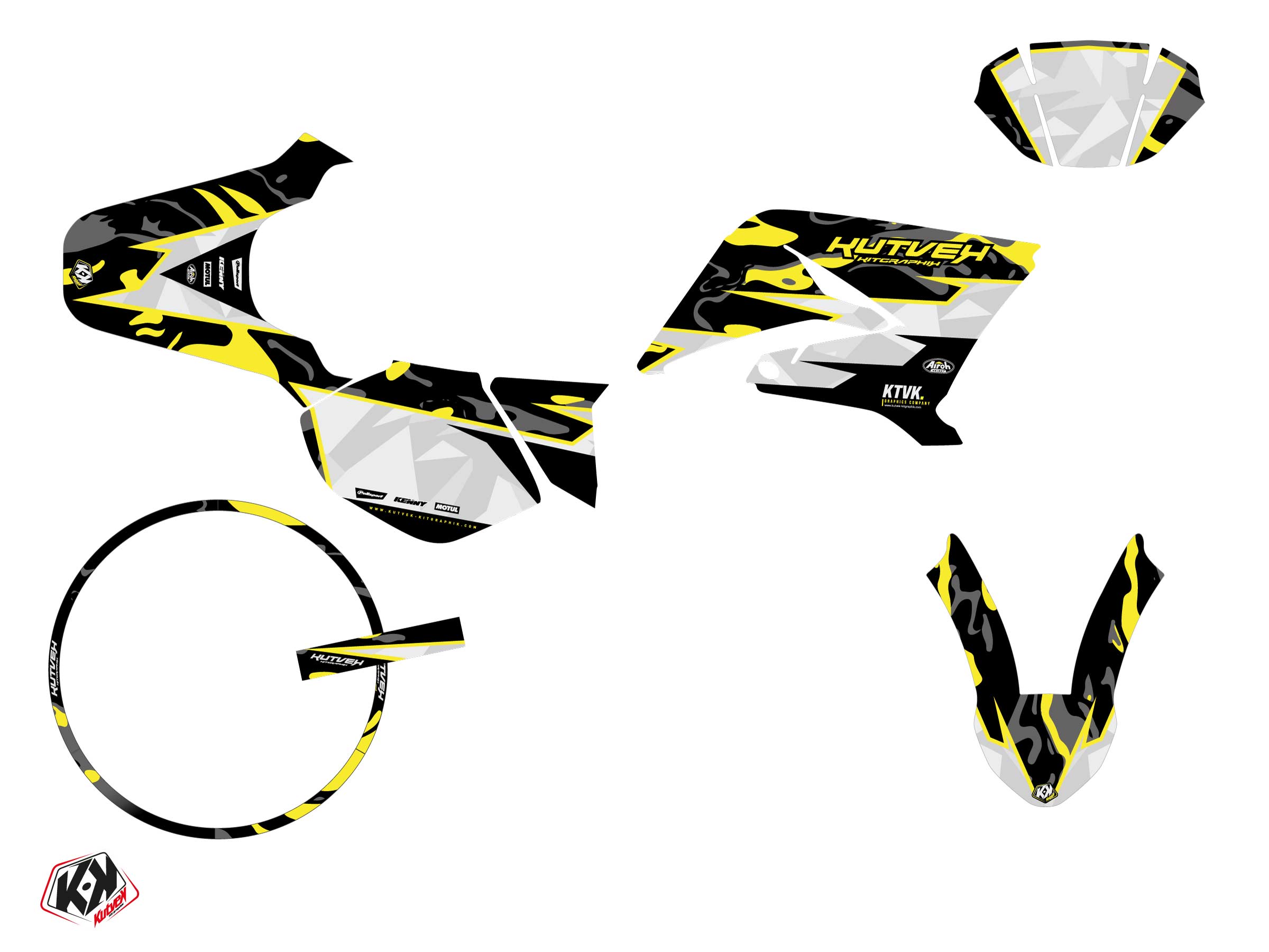 Pack Kit Déco + Housse de Selle 50cc Barbarian MBK Xlimit Jaune Néon KUTVEK - vue 2