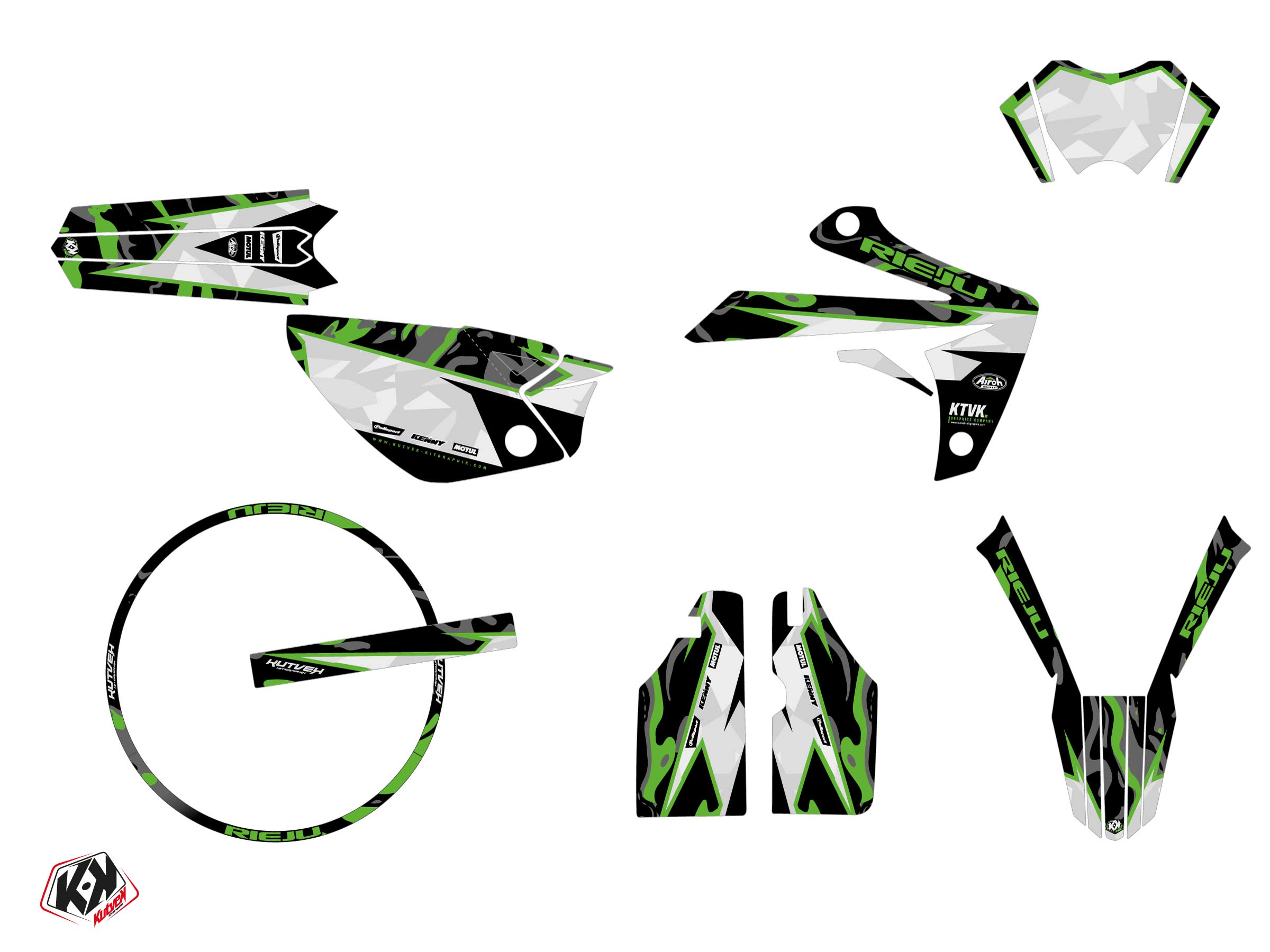 Pack Kit Décoration + Housse de Selle 50cc Barbarian Rieju MRT 50 Vert KUTVEK - vue 2