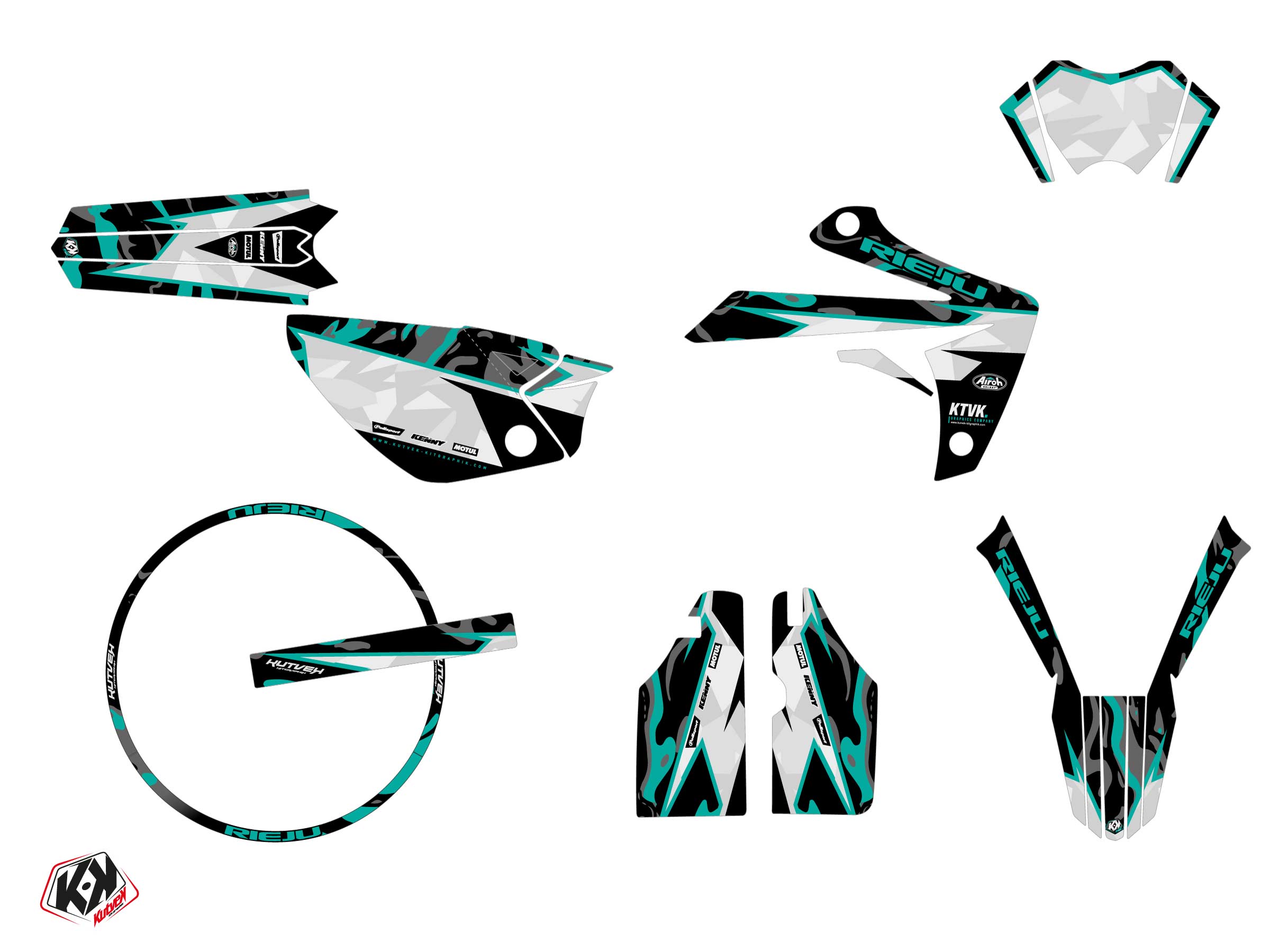 Kit déco + Housse de selle KUTVEK Rieju MRT 50 Turquoise - vue 2