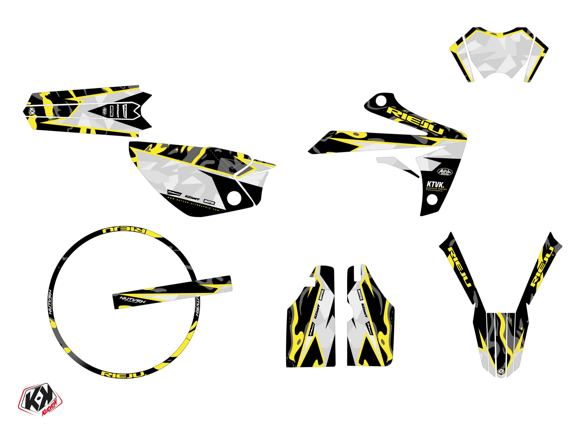 Kit de décoration + Housse de selle KUTVEK Rieju MRT 50 50cc jaune néon - vue 2