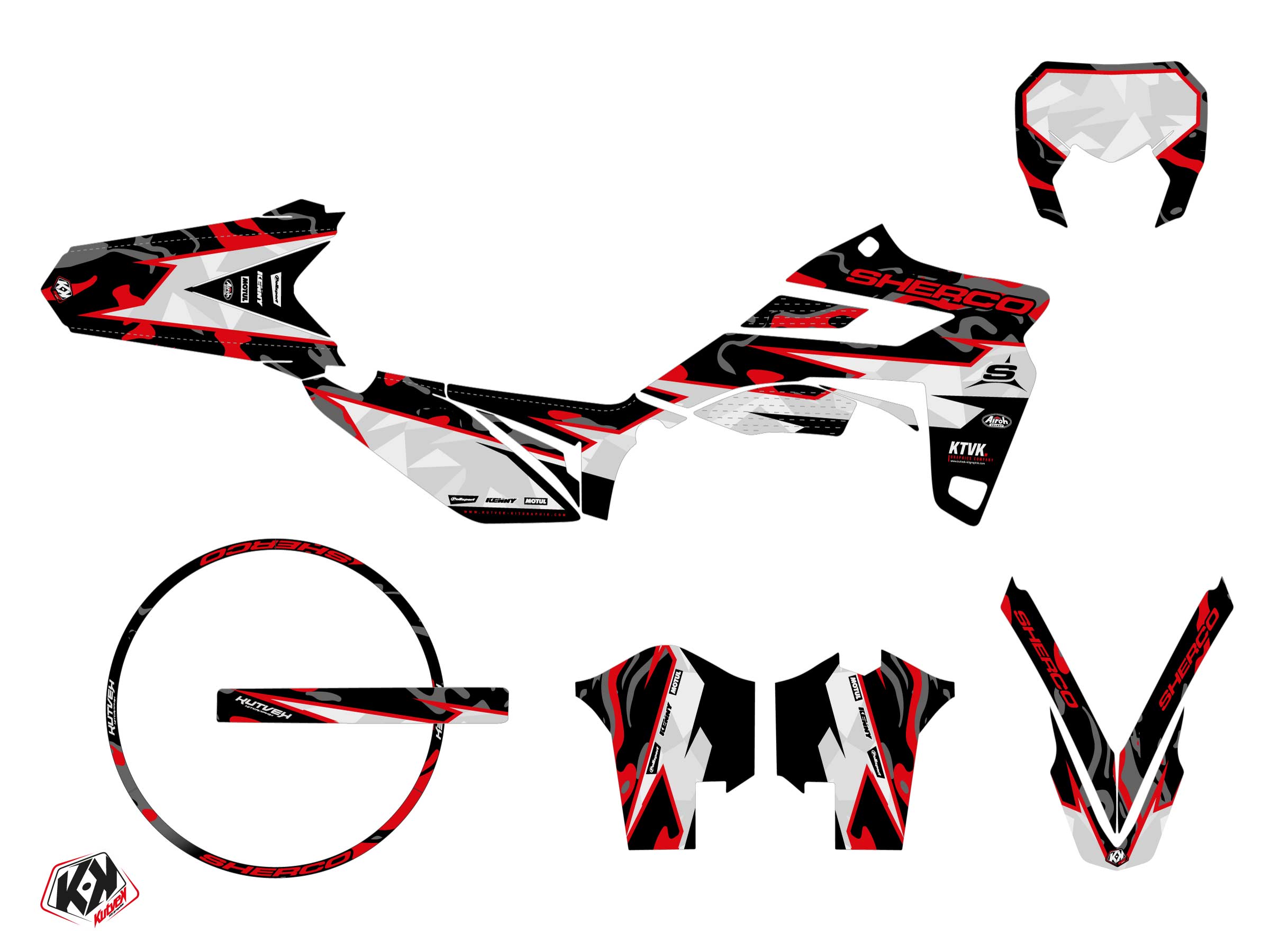 Kit décoration + Housse de selle Kutvek Sherco SM 50 50cc Rouge - vue 2