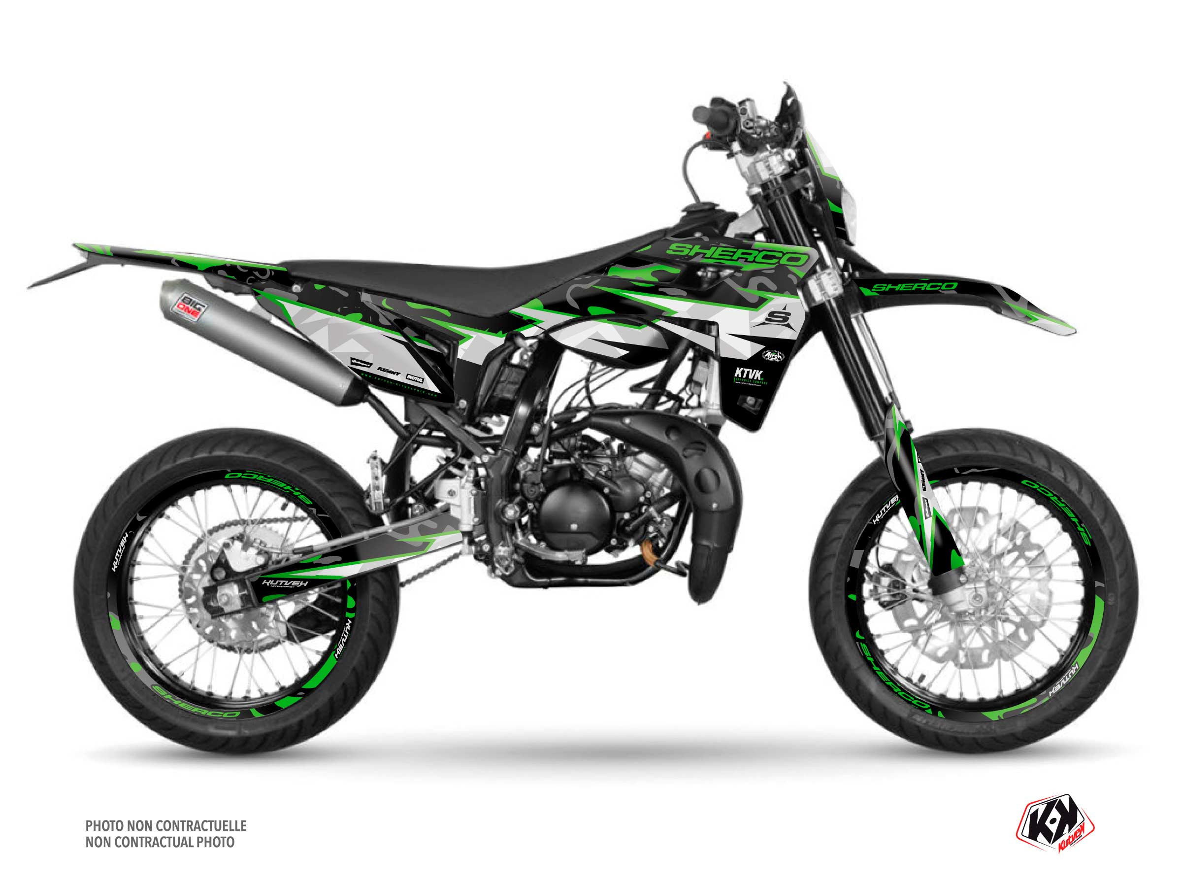 Kit Déco + Housse de Selle 50cc BARBARIAN Sherco SM 50 Vert KUTVEK