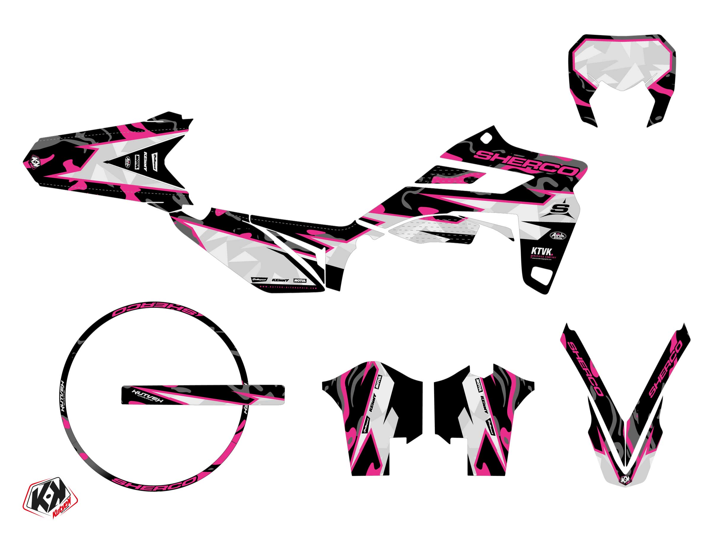 Pack kit déco + housse de selle 50cc Barbarian Sherco SM 50 rose - vue 2