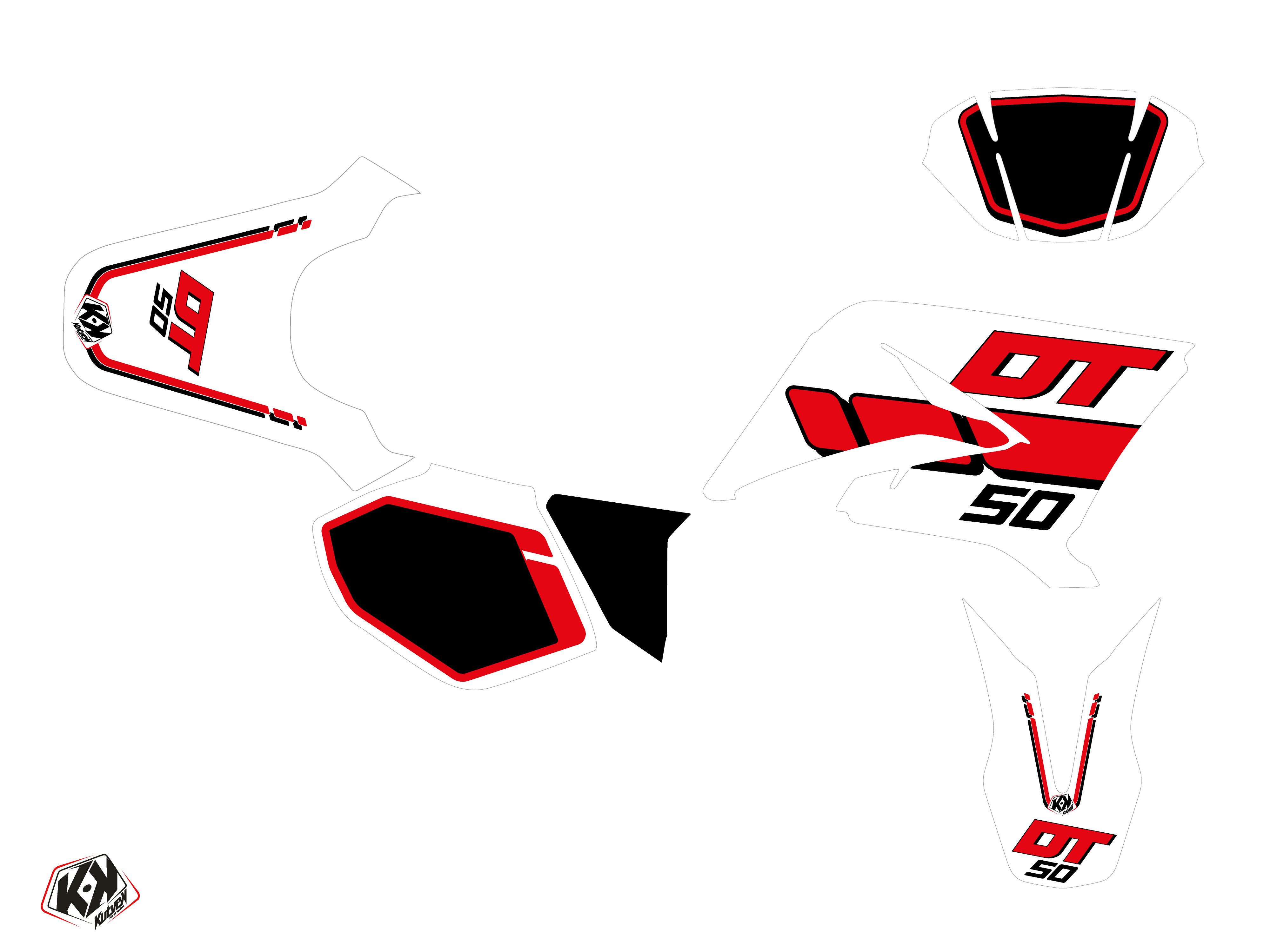 Kit Décoration 50cc Vintage Yamaha DT 50 Rouge KUTVEK - vue 2