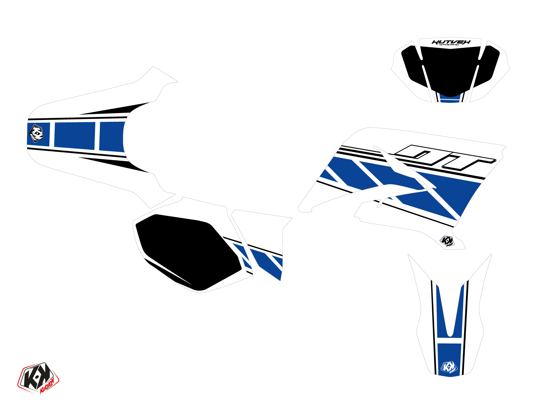 Kit Déco 50cc Replica Yamaha DT 50 Blanc Bleu KUTVEK - vue 2