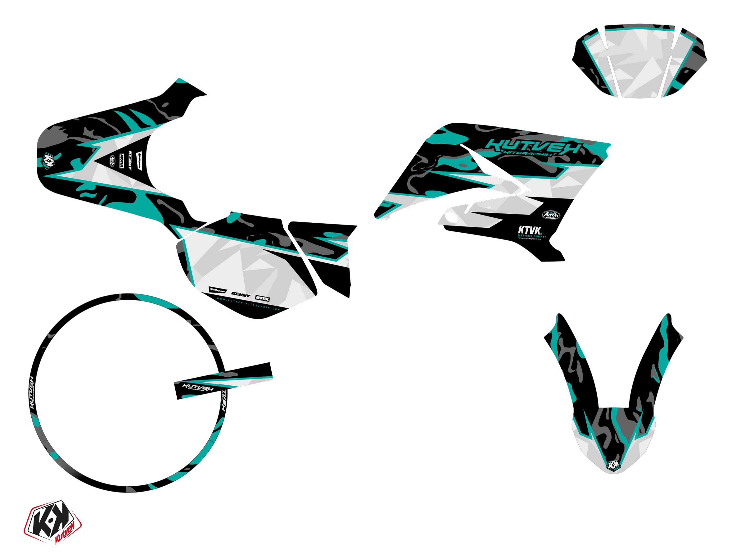 Pack Kit Déco + Housse de Selle 50cc BARBARIAN Yamaha DT 50 Turquoise KUTVEK - vue 2