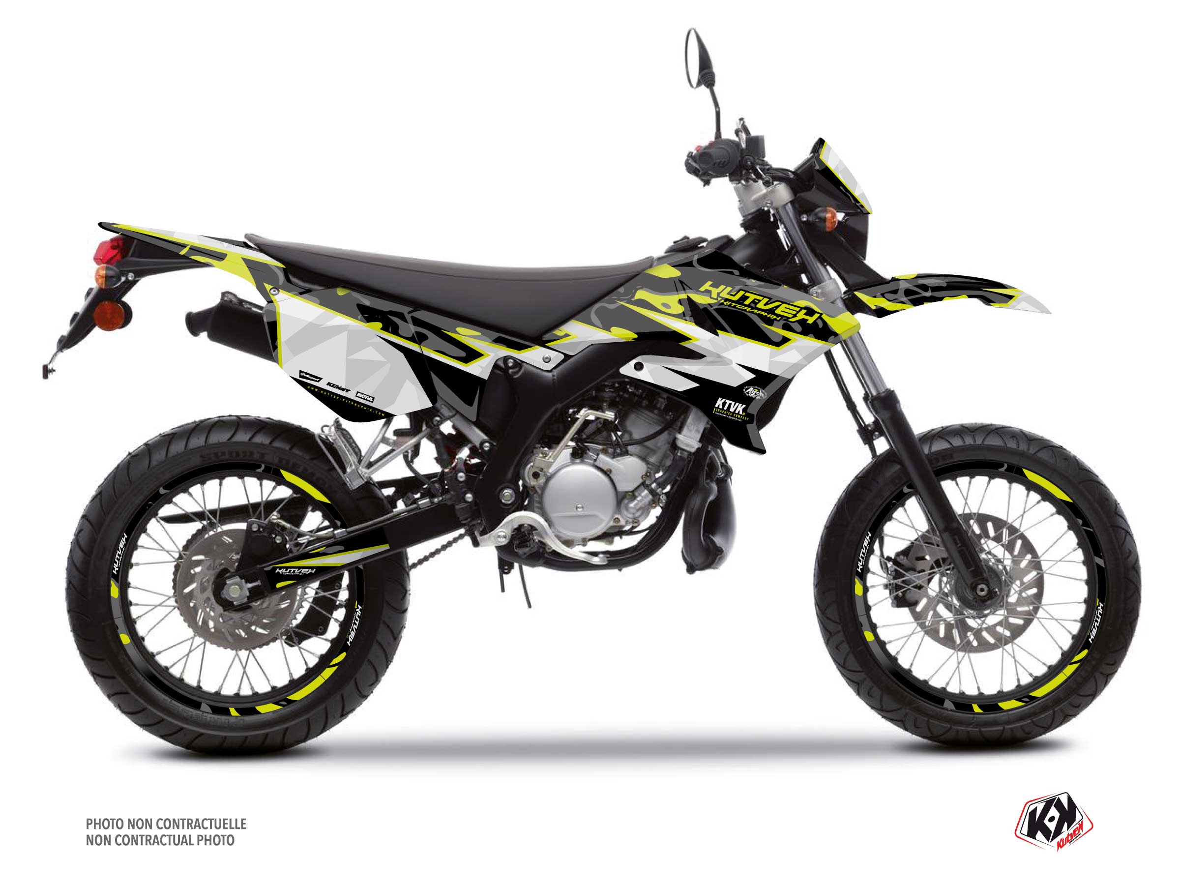 Kit de décoration + Housse de selle KUTVEK Yamaha DT 50 50cc Jaune Néon