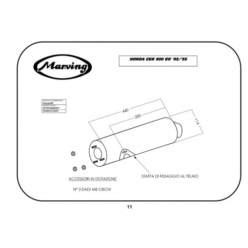 Silencieux Marving rond CBR 900 RR 1992/1995 Ø114 noir homologué - vue 2