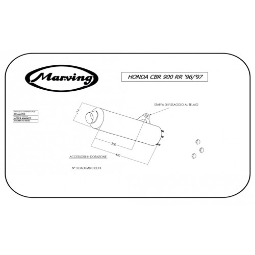 Silencieux Marving Rond CBR 900 RR 1996/1999 Ø114 Noir Homologué