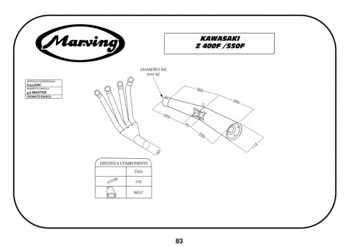 Ligne d'échappement Marving silencieux + collecteur homologué Z400F - Z550F - vue 2