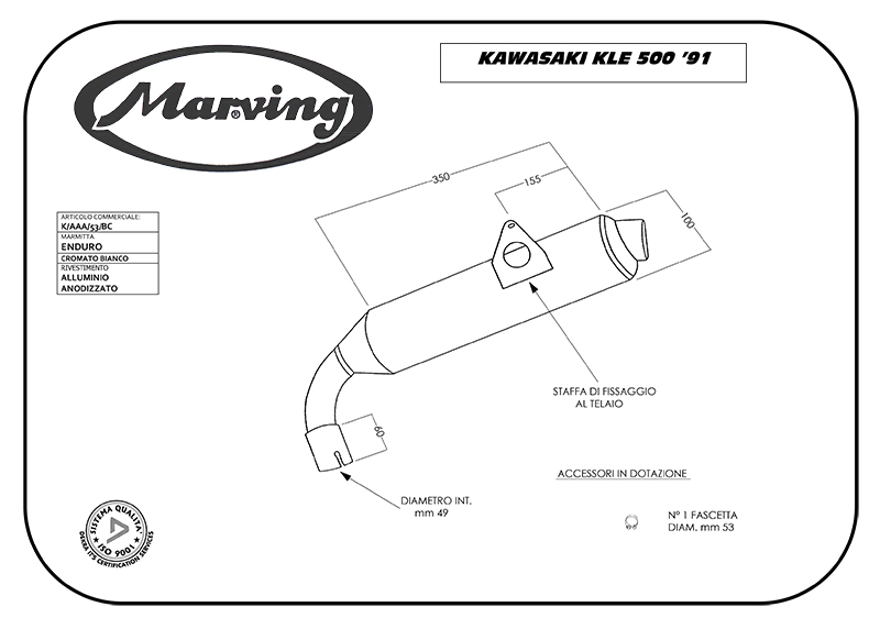 Silencieux Marving Amacal KLE 500 1991 Ø100 chromé revêtement alu homologué - vue 2