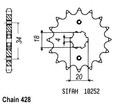 Pignon Xlr 125 1983-1991 - 428 - 17 Dents - Similaire JTF259