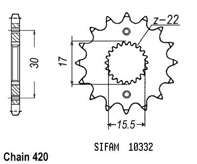 Pignon Sifam 420 13 dents 80 Cr 1986-2001 JTF1256