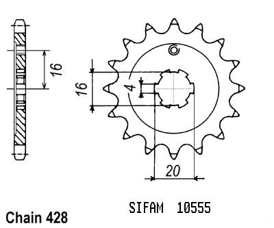 Pignon Kawasaki - 80 Kx 1991-2001 - 428 - 12 Dents - Similaire JTF555