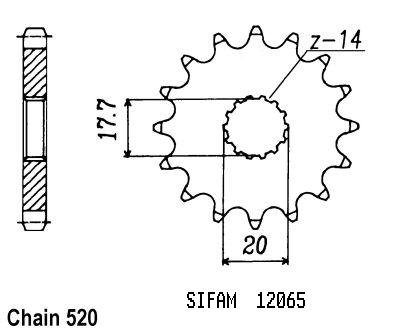 Pignon Yamaha - 125 Yz 1987-1999 - 520 - 12 Dents - Similaire JTF564
