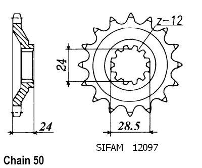 Pignon Sifam 530 17 dents ZZR 1100 ZX 1990-1992 JTF528
