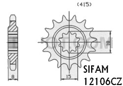 Pignon 50 Rx 1993-1995 - 50 Rs Extrema 1992-1994 - 415 - 14 Dents - Similaire JTF589