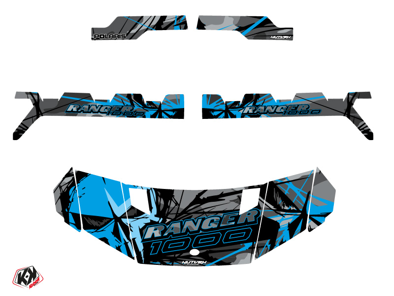 Kit Déco SSV Evil Polaris Ranger 1000 Gris Bleu KUTVEK (2022-2023) - vue 2