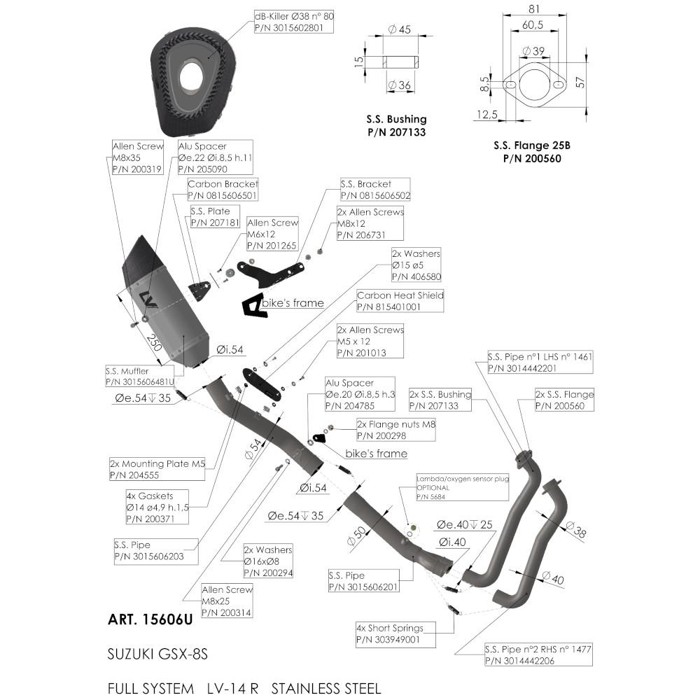 Ligne complète Leovince LV-14 R pour GSX-8S/8R - vue 4