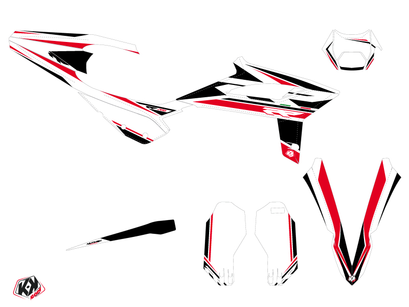 Kit Déco Moto Cross FIRENZE Beta RR 2T 200 Blanc Rouge Noir KUTVEK - vue 2