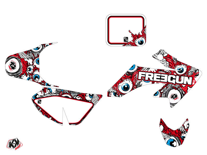 Kit de décoration Freegun Eyed Honda 50 CRF rouge bleu - vue 2