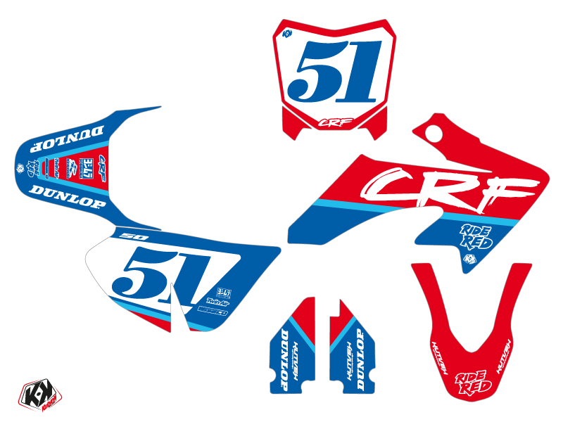 Kit Déco Moto Cross Rask Honda 50 CRF Bleu KUTVEK - vue 2