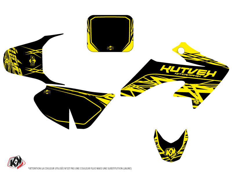 Kit Décoration Moto Cross Eraser Fluo Honda 50 CRF Jaune KUTVEK - vue 2