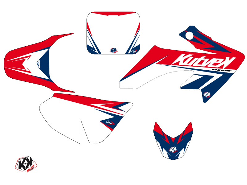 Kit de décoration moto cross KUTVEK Stage Honda 50 CRF bleu rouge - vue 2
