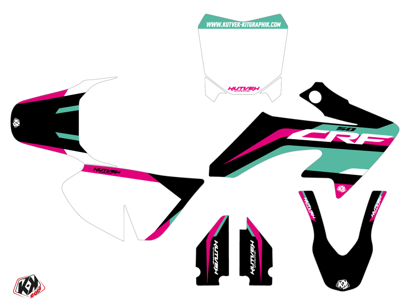 Kit Décoration Moto Cross League Honda 50 CRF Turquoise KUTVEK - vue 2