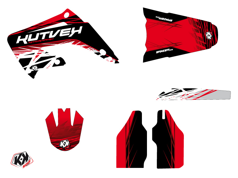 Kit Décoration Moto Cross Eraser Honda 125 CR Rouge Blanc KUTVEK - vue 2
