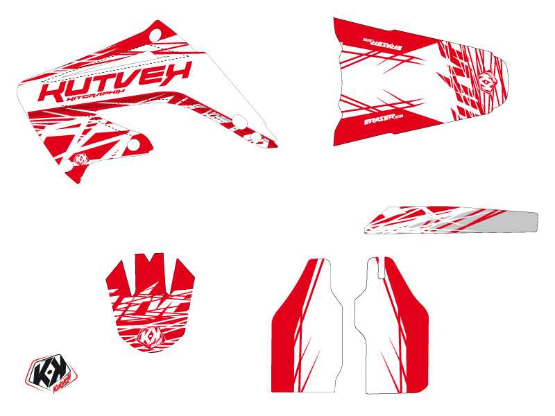 Kit décoration moto cross Eraser Honda 125 CR Blanc Rouge KUTVEK - vue 2